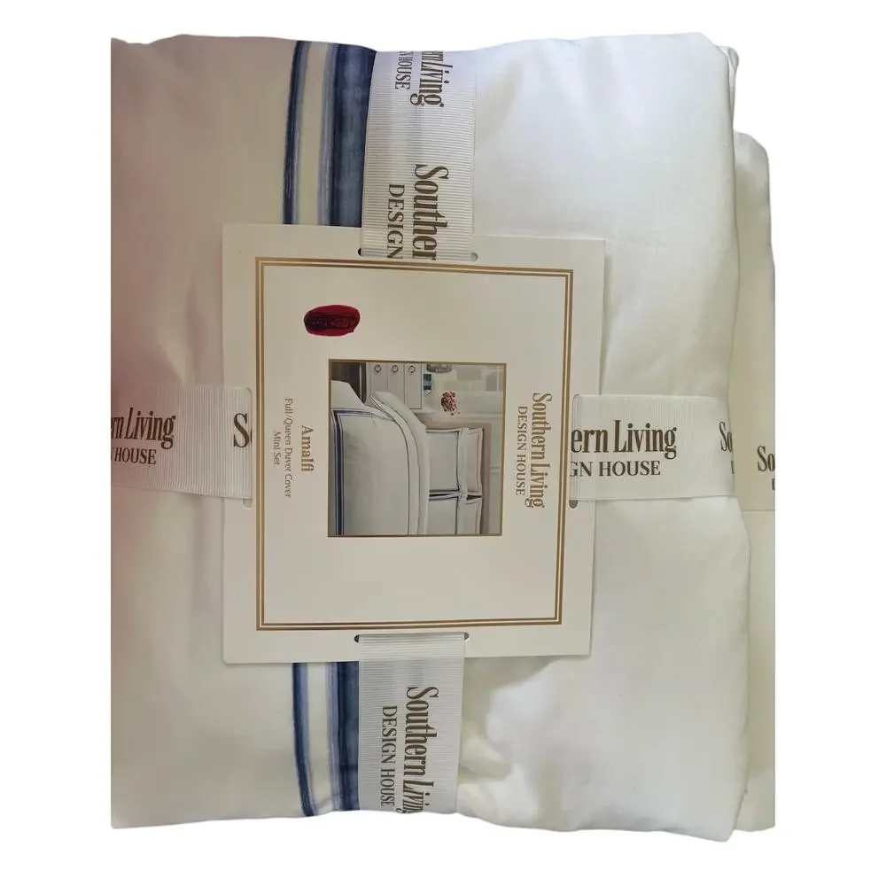 Southern Living Classic Design House Amalfi White Duvet Cover Set Full/Queen